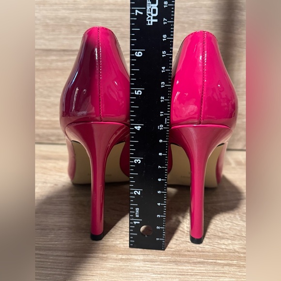 Flared heel pumps Women’s size 8 Nine West trendz hot Barbie pink heels patent - Picture 4 of 8